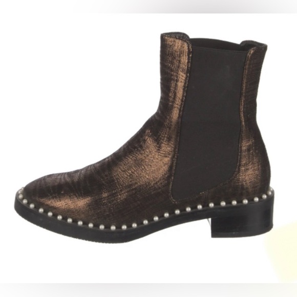 Stuart Weitzman Shoes - Stuart Weitzman Studded Bronze Ankle Boots Size 7